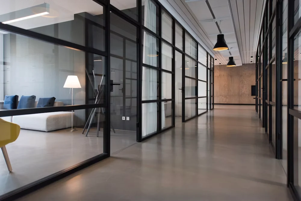 Glass-walled modern office